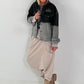 Stylische Jacke mit Farbverlauf und großem Rückenpatch - schwarz - grau