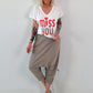 Sweatshirt Baggy mit Beinraffung - taupe