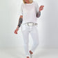 Basic Jogpants mit Bindeband - weiss