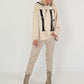 Vegan leather trousers with patch - beige