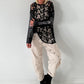 Stylisches oversized Spitzenshirt mit Details Skull - schwarz