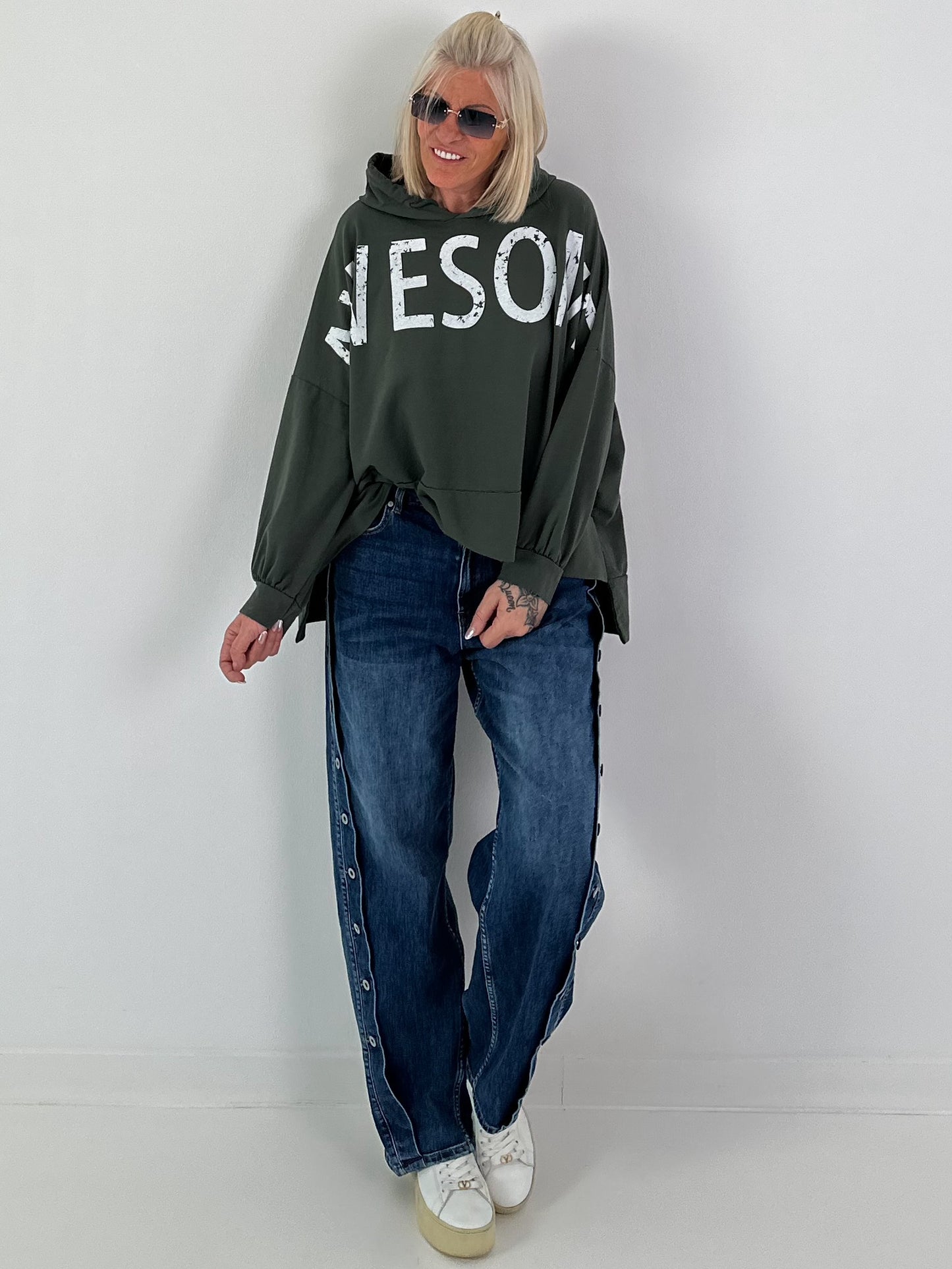 Oversized Hoodie Awesome - olive