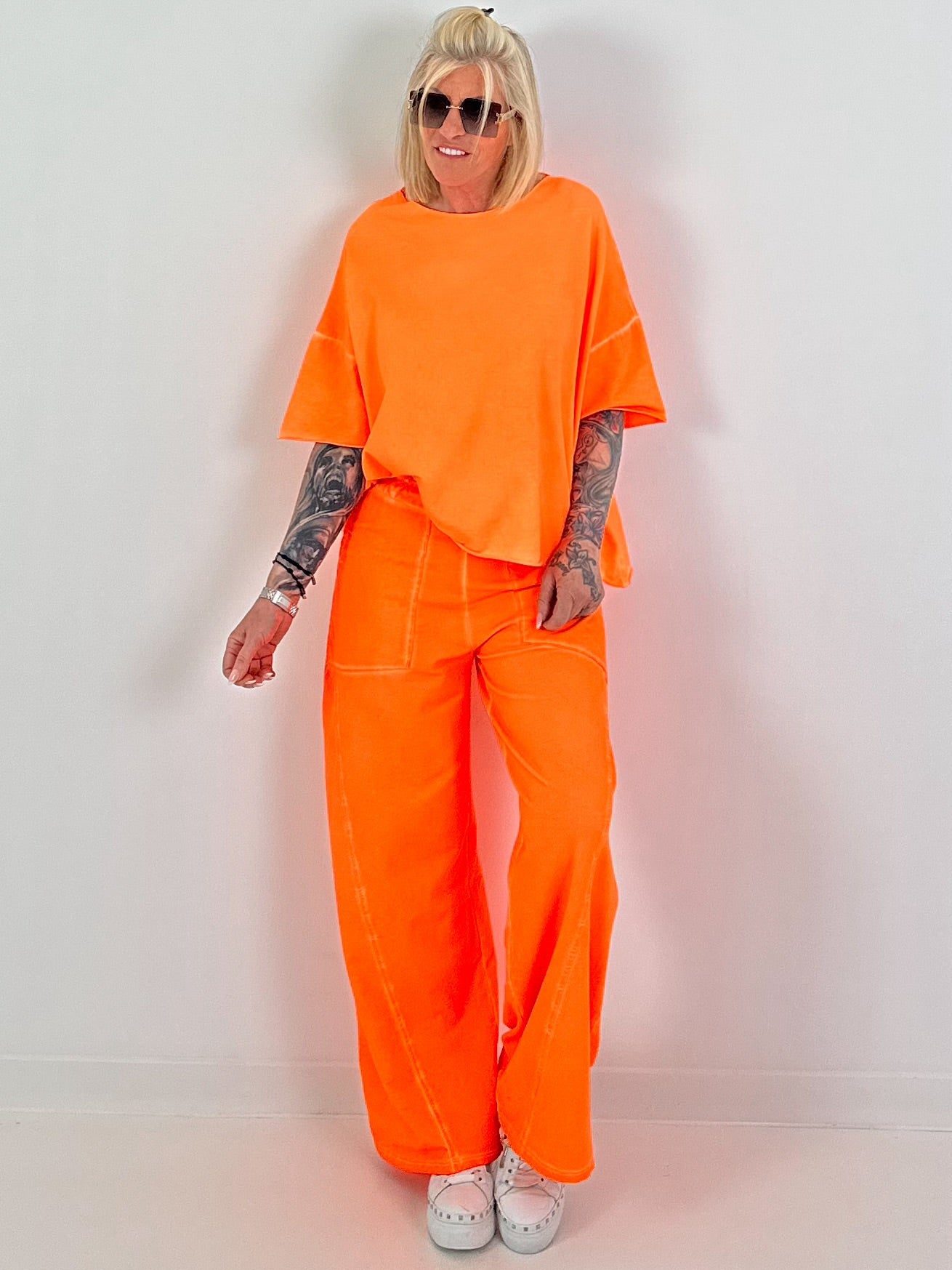 Short-sleeve sweater - neon orange