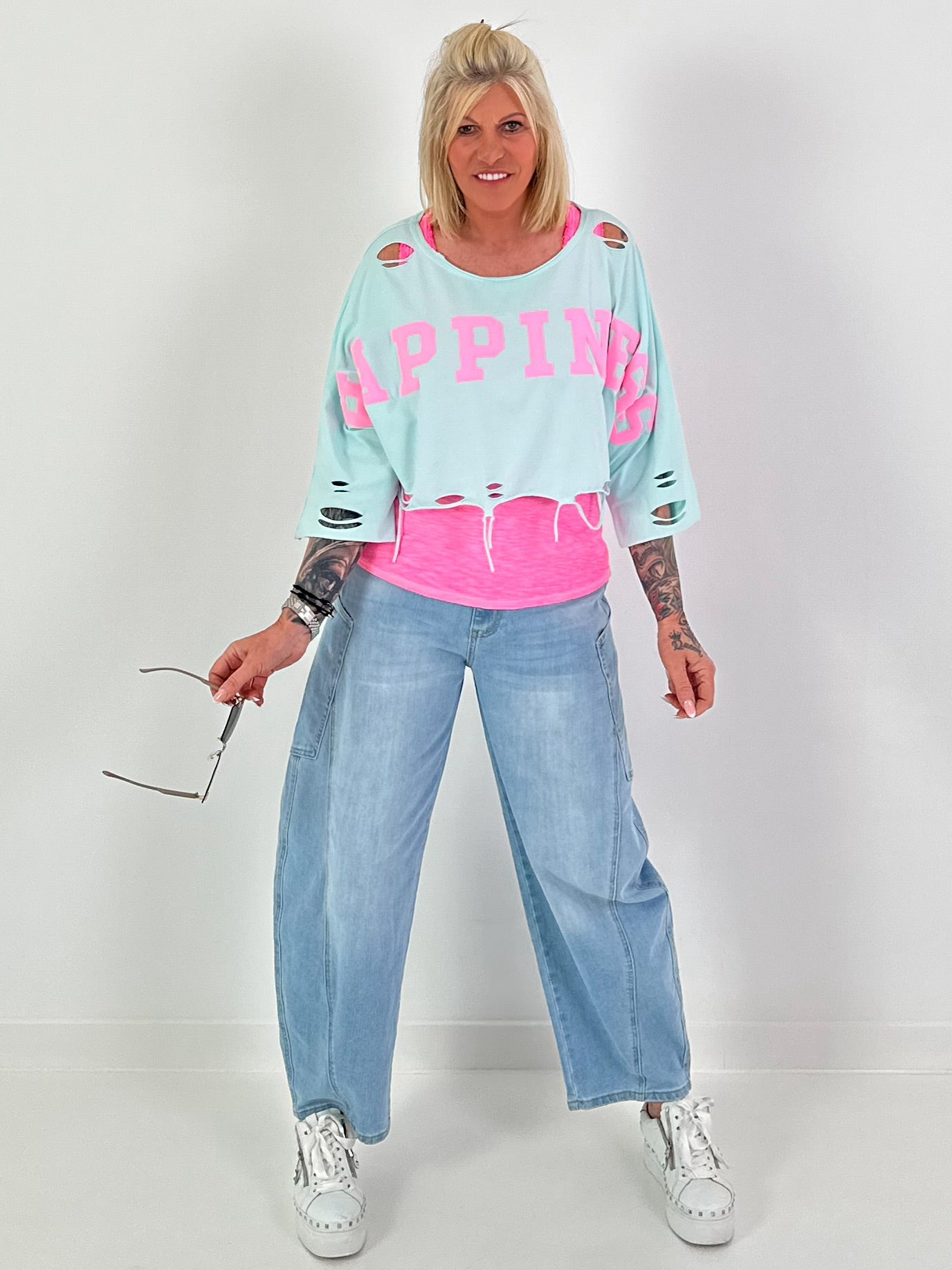 Cropped Sweater Happiness - mint