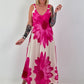 Kleid mit floralem Print - creme -pink