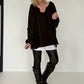 Oversized Sweater mit V-Neck und Inside-Out-Nähten - mokka ( lieferbar ab ca. 16.10.26)