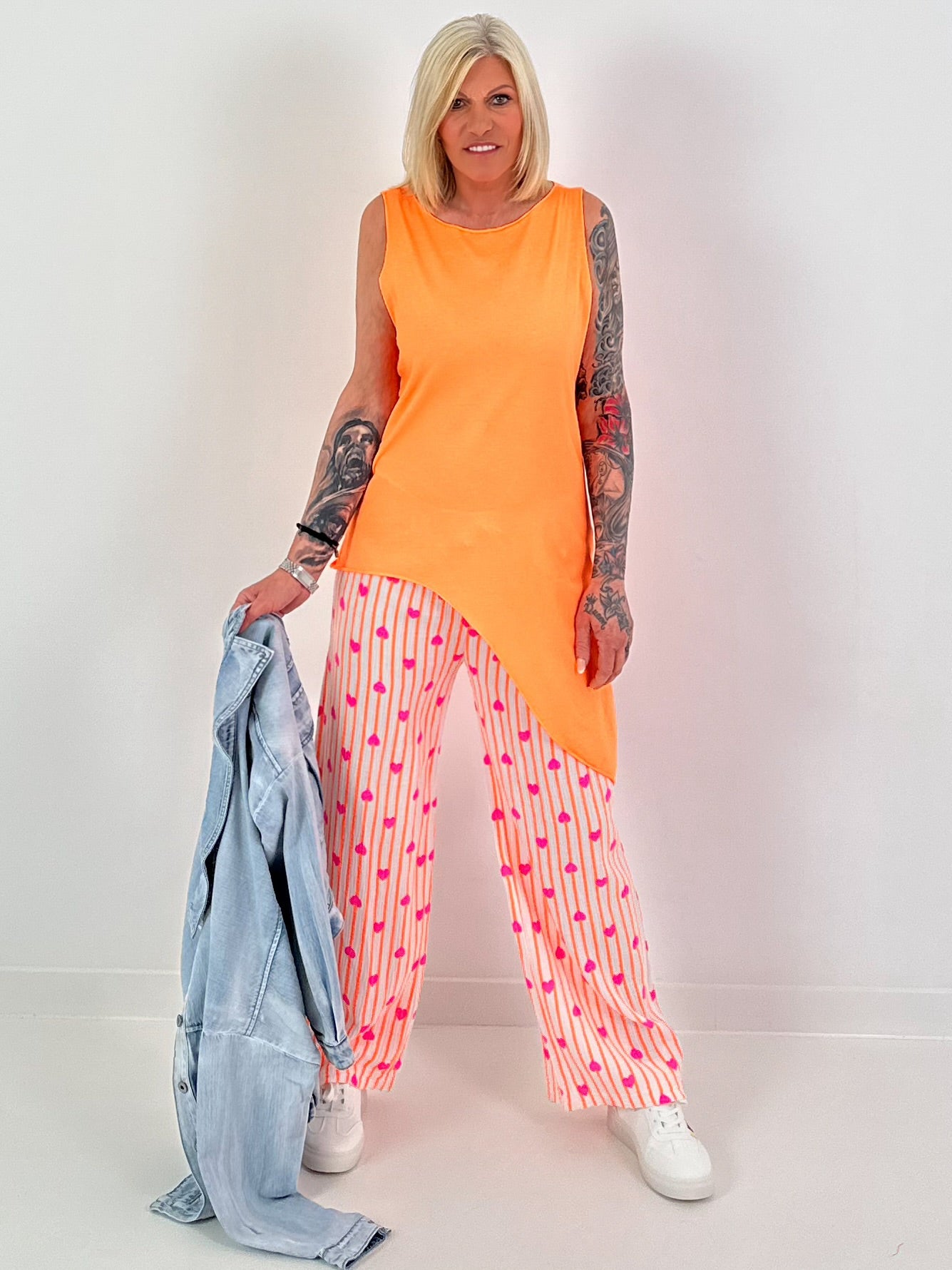 Asymmetrical Long Top - Neon Orange