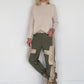 Sweathose im Materialmix - oliv-beige