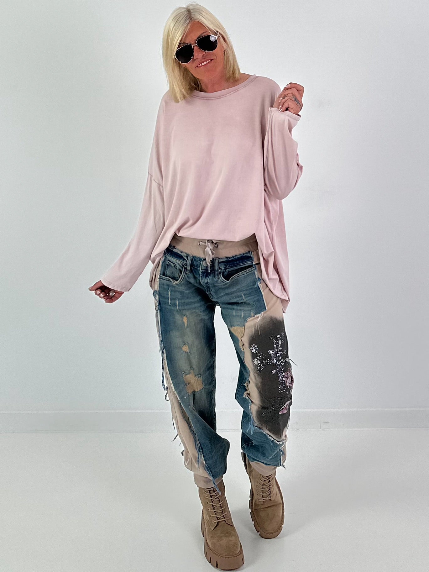 Oversized Shirt stone washed - rosa