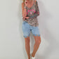 Top Dolce Vita mit kleinem Leo-Muster - taupe-beige-mehrfarbig