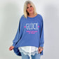 Oversized stonewashed Sweatshirt Modell "Glück..." - jeansblau