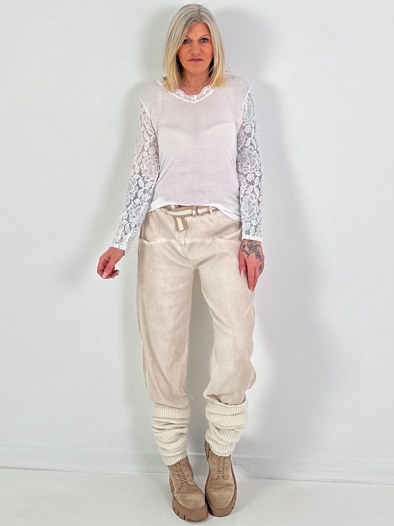 Shirt mit Spitze - weiss