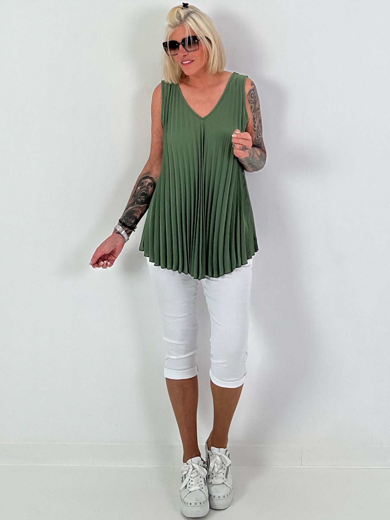 Pleated Top - khaki
