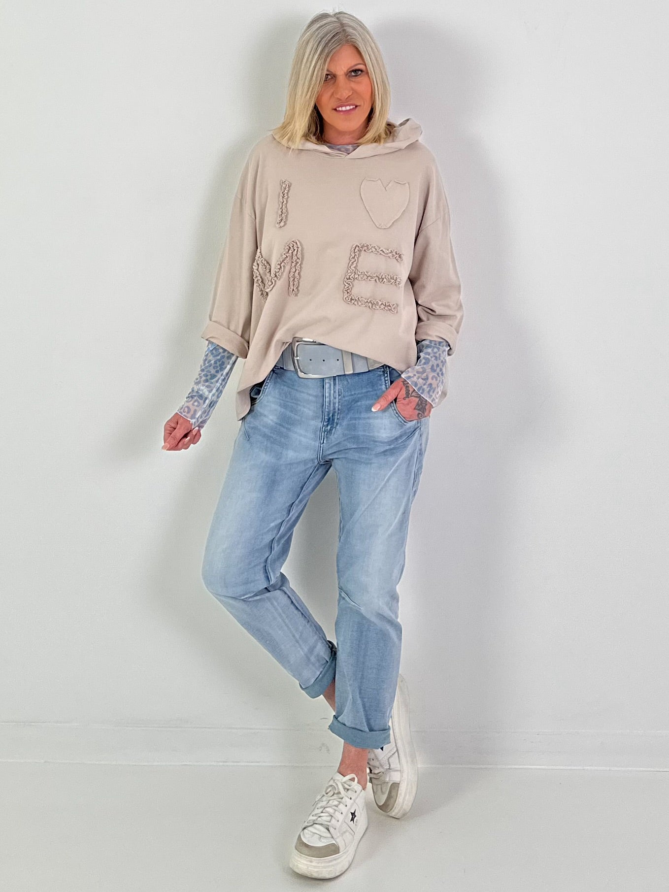 Hoodie I LOVE ME - beige