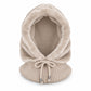 Faux-Fur Balaclava mit Strickkragen - beige