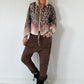 Blouse jacket with print - leo-beige