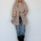 Winterjacke 2 Looks mit Stulpenärmeln und abnehmbarem Strickeinsatz - beige