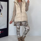 Weste mit schimmerndem Finish und Kapuze - beige