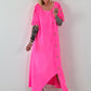 T-Shirt Kleid mit Ösen -neonpink