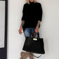 Tasche in Lederoptik mit Twist Lock Verschluss - schwarz
