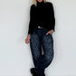 Jeans-Pumphose im Allover-Leoprint mit Gürtel - dark-denim