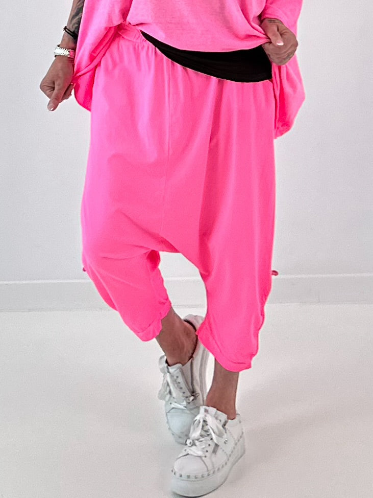 Sweatshirt Baggy mit Beinraffung - neonpink