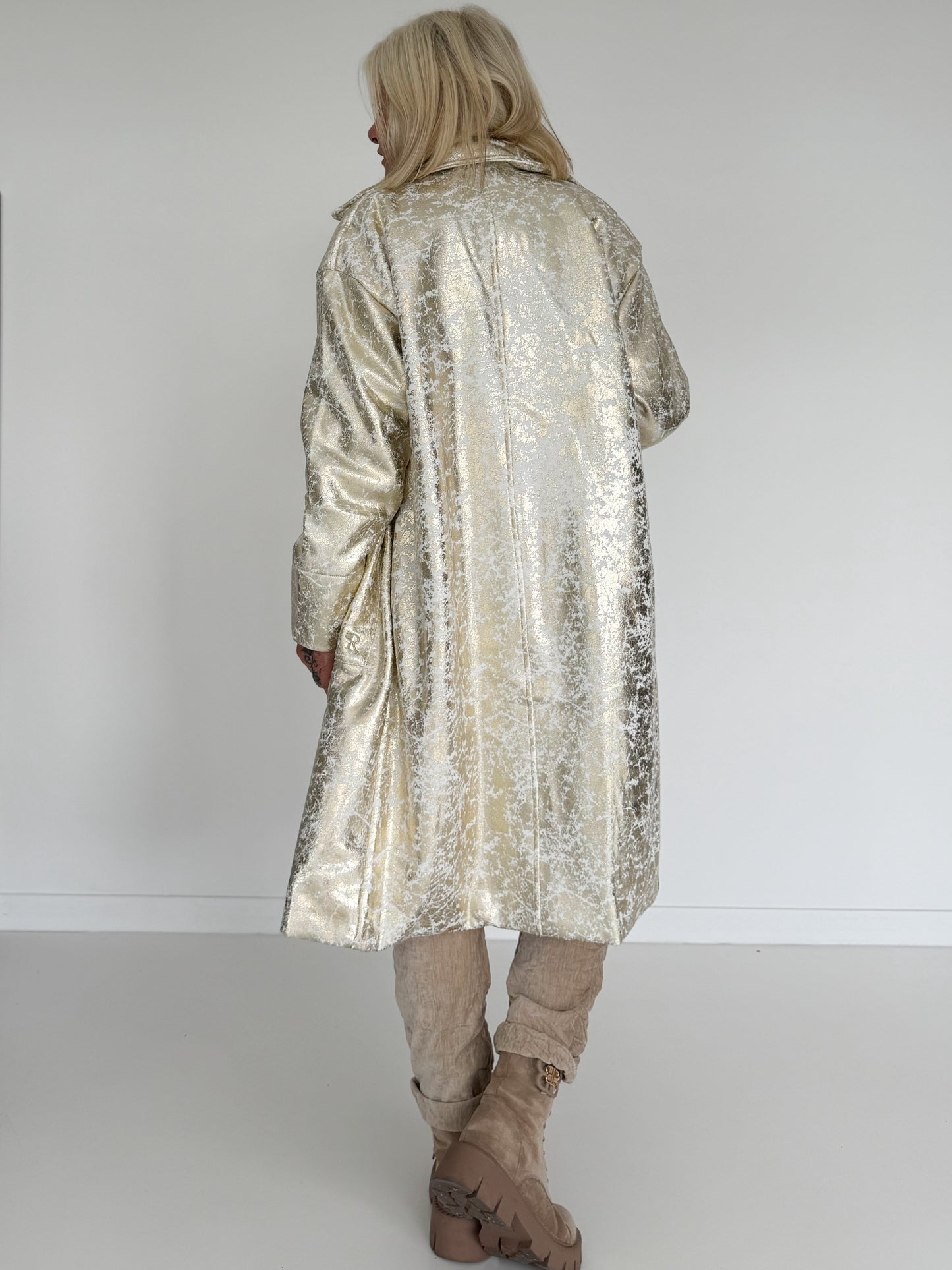 Vintage-look coat with gold effect - gold-ecru