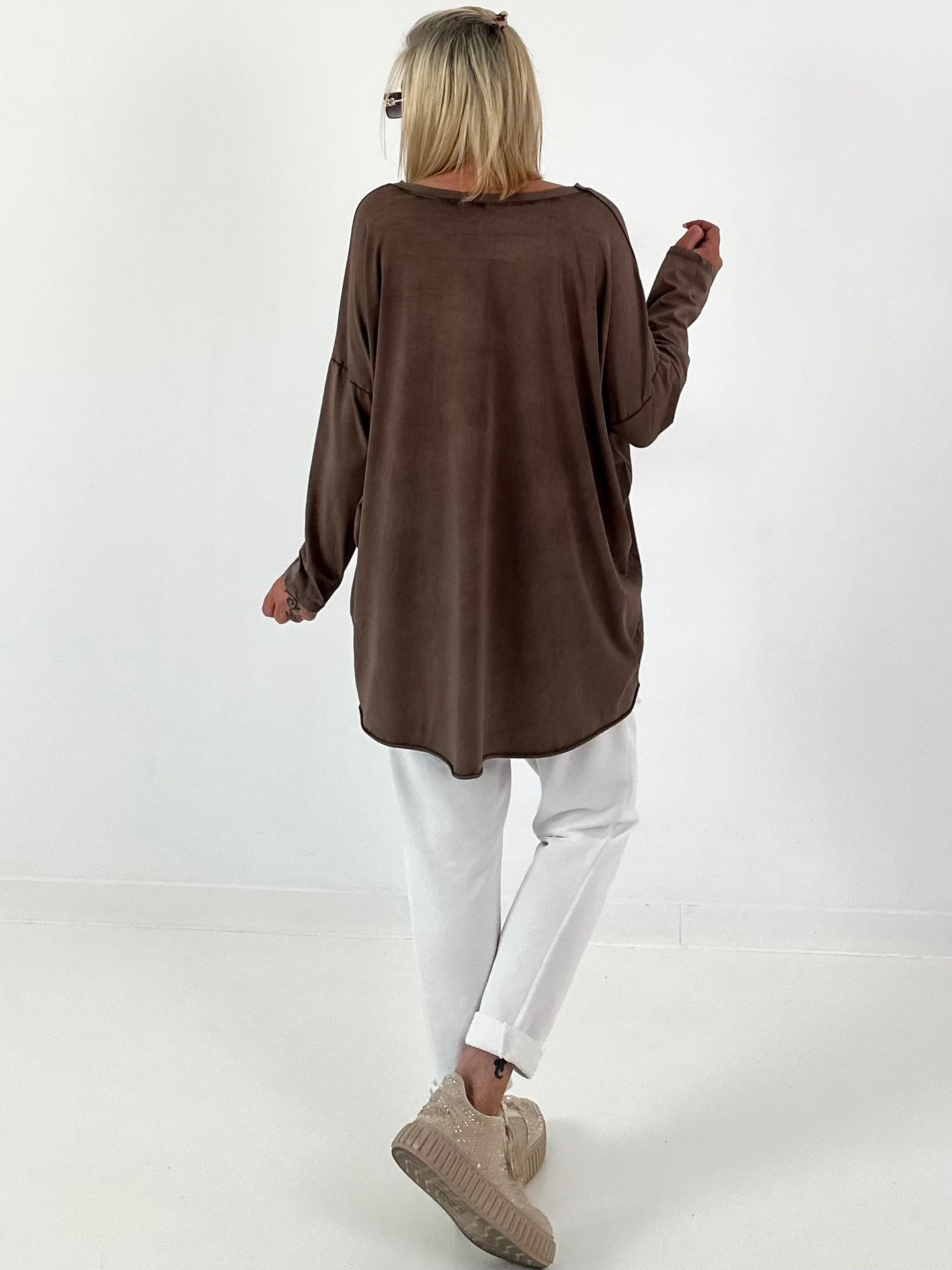 Oversized Shirt stone washed - coffee ( lieferbar ab ca. 15.07.26)