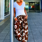Leichte Pumphose mit floralem Print  - mokka - weiss
