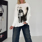 Sweater mit Stulpenärmeln und Strassmotiv Woman & Cross - ecru