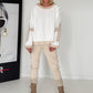 Oversized Sweater mit Strasskreuz - ecru-beige