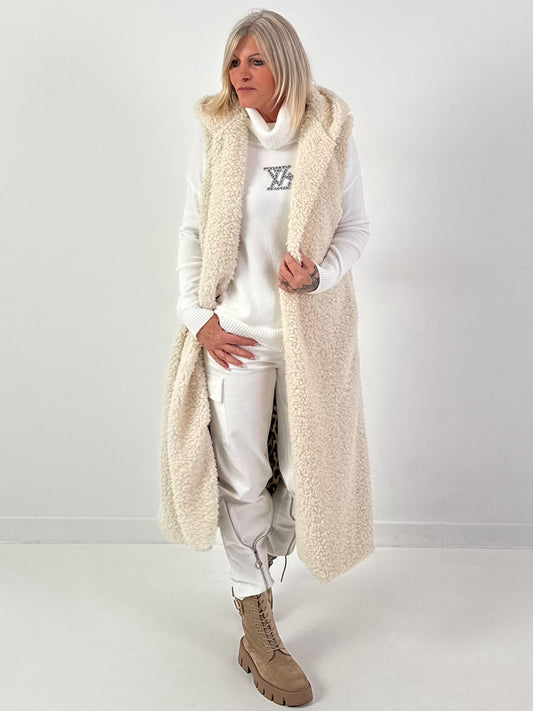 Longweste Modell "Leo Layers" - ecru