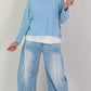 Feinstrick Pulli mit Top - hellblau