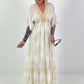 Boho dress with all-over pattern and crochet details - white