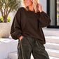 Balloon sweater with ruched sleeves - mocha