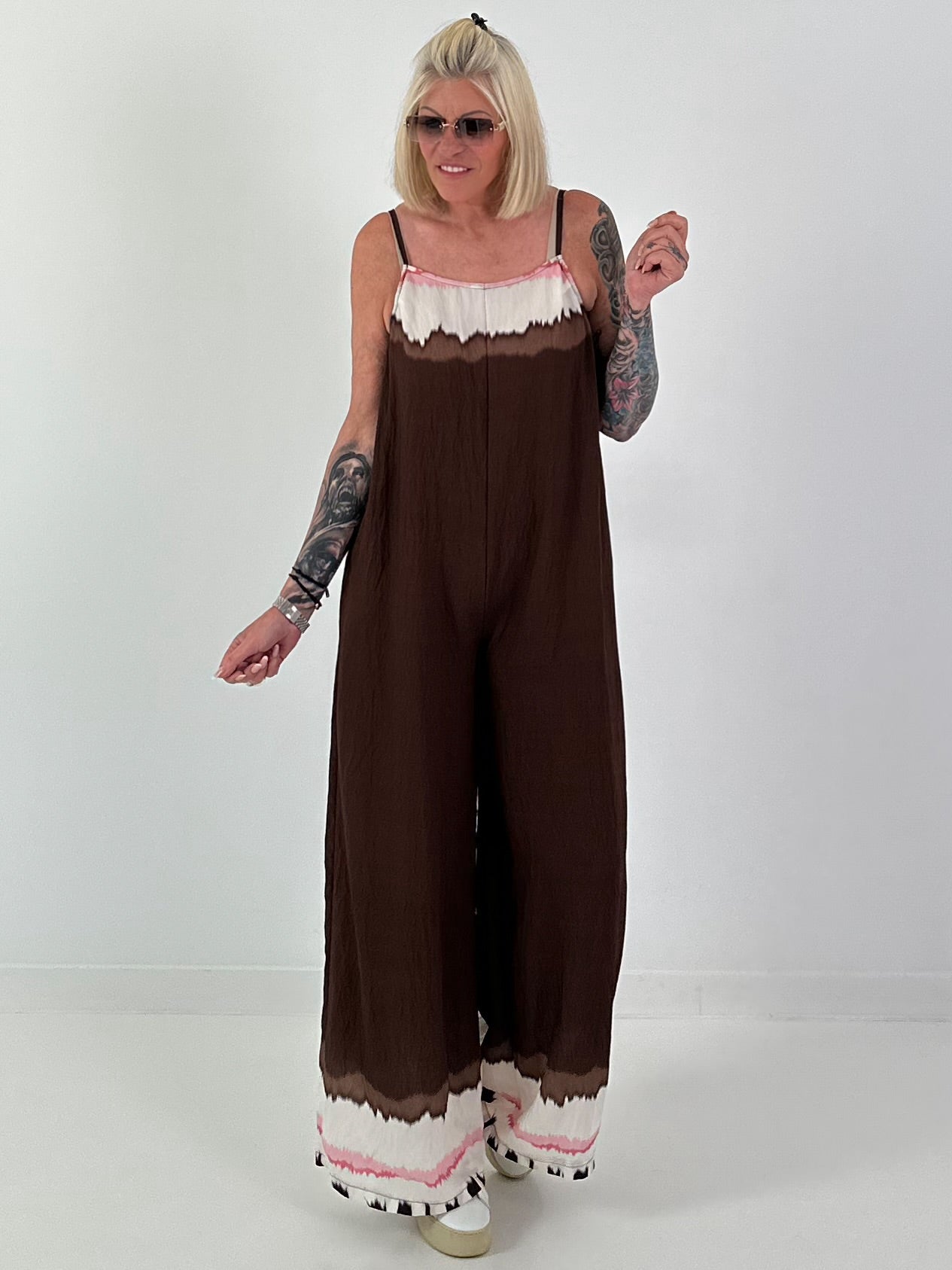 Jumpsuit mit Spaghettiträgern - schoko
