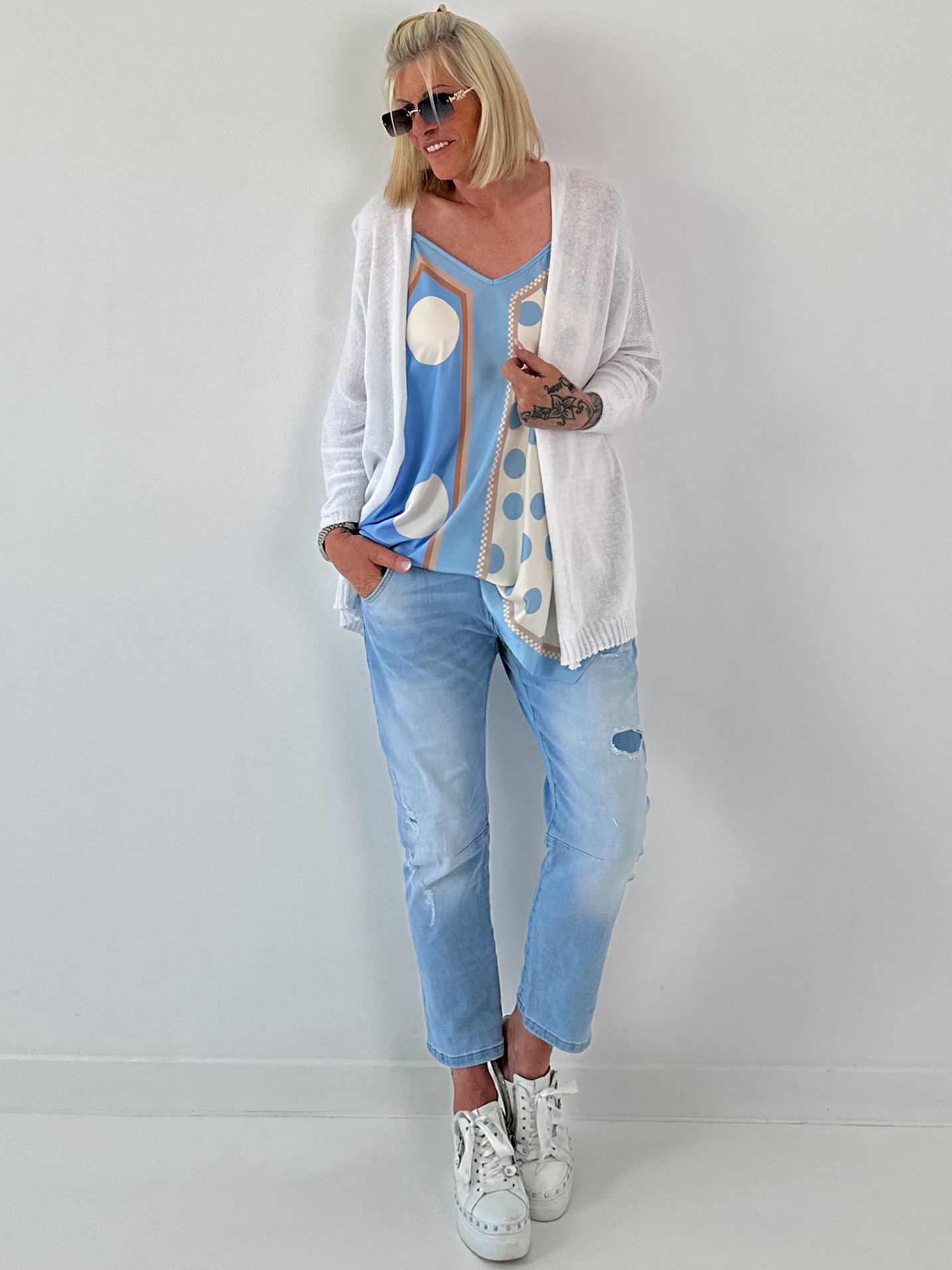 Leichte Strickjacke - weiss