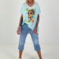 Oversized T-shirt with front print - mint