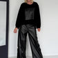 Sweater mit Lederoptik-Elementen - schwarz