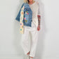 Denim jacket with crocheted sleeves - denim
