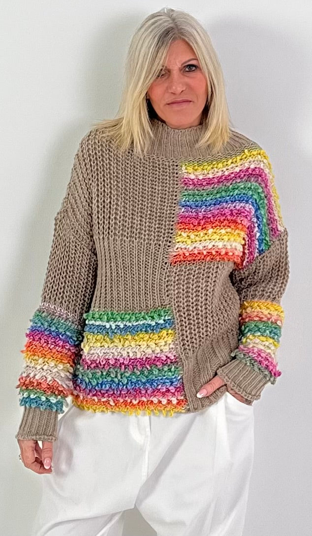 Pullover Modell "Rainbow Dream Knit" - taupe