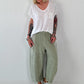 Balloon Linen Trousers with Fringe Details - taupe