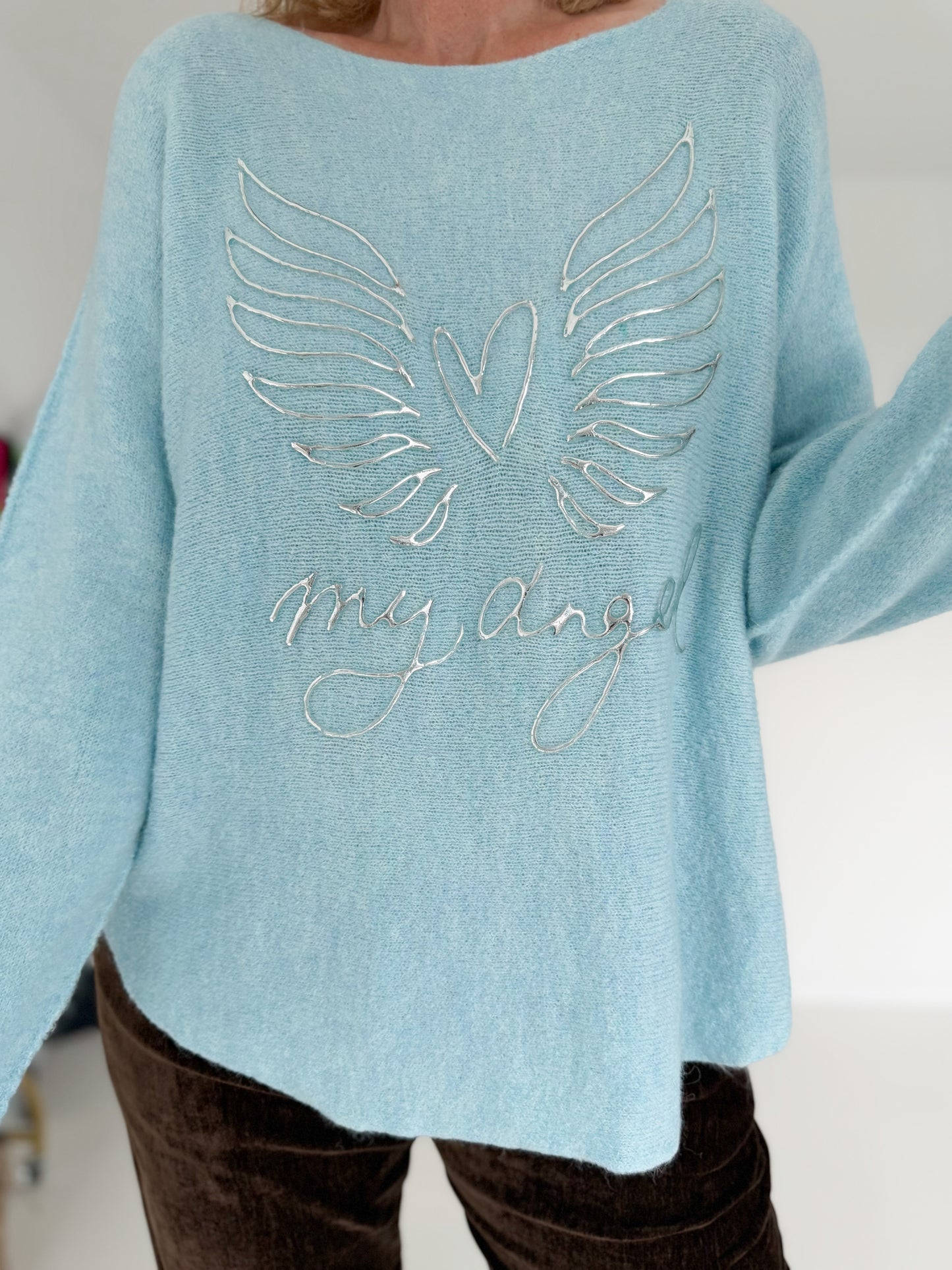 Weicher Pullover My Angel - hellblau