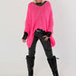Soft Oversized Chunky Knit Sweater - neon pink