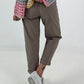 Hose mit elastischem Bund und Knopfdetails - taupe