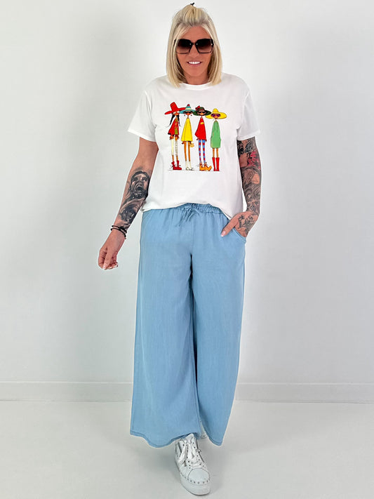 T-Shirt mit Frontprint - weiss