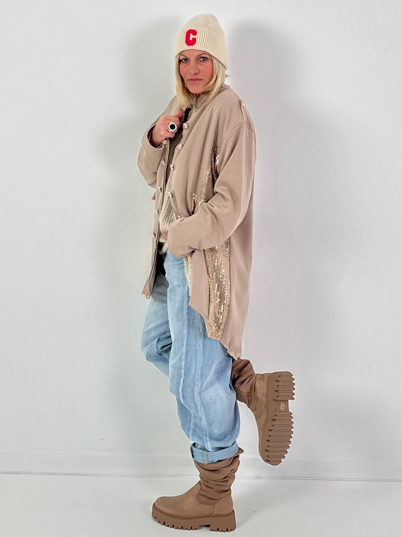 Oversized militair blazer model “Glam Officer” - beige