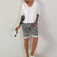 T-Shirt  mit gerafftem Saum - weiss