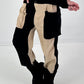 Suede-look trousers, model "Dual Harmony" - black-beige