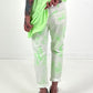 Batik-Hose mit tiefen Taschen - weiss-neongrün